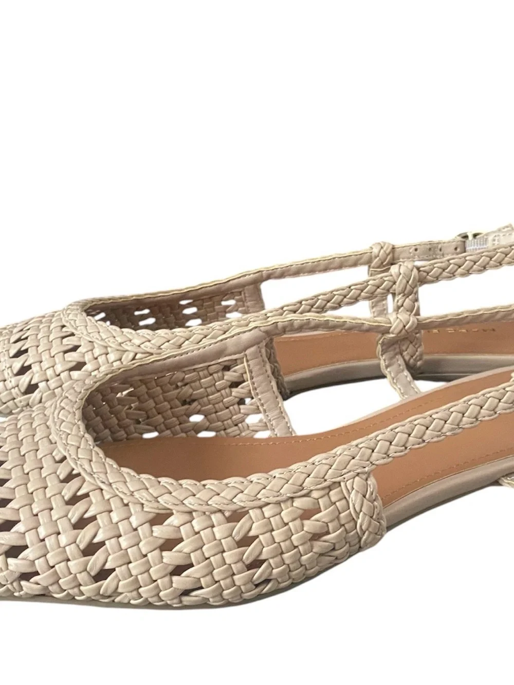 Marc Fisher Woven Pointed-Toe Slingback Flats in Light Beige - Picture 4 of 7